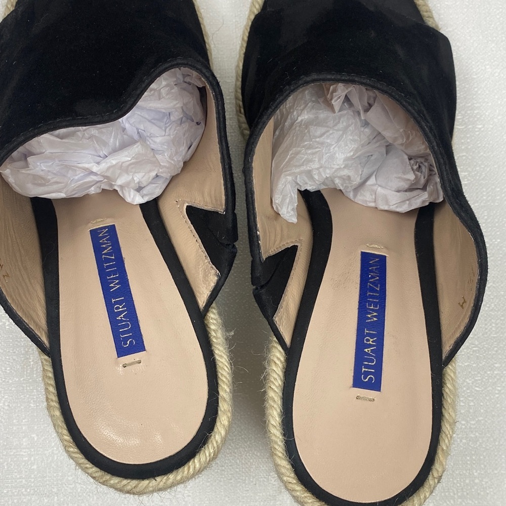 Stuart Weitzman Black Espadrille Wedges Size 7.5 M - Picture 5 of 16